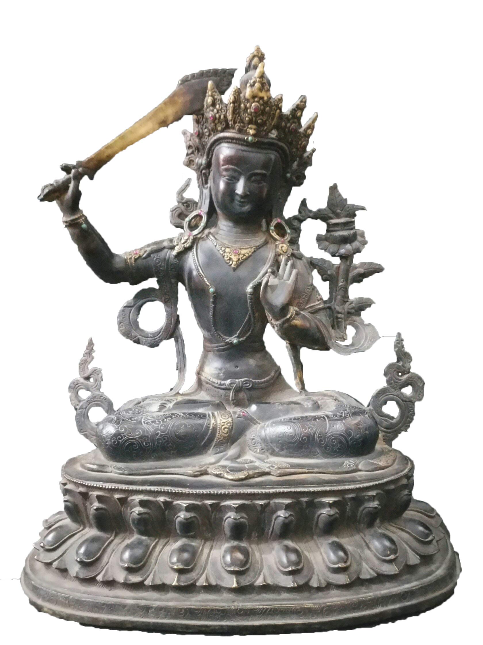 Amazon.co.jp: アンティークネパール銅板金文殊菩薩像の装飾 : ホーム